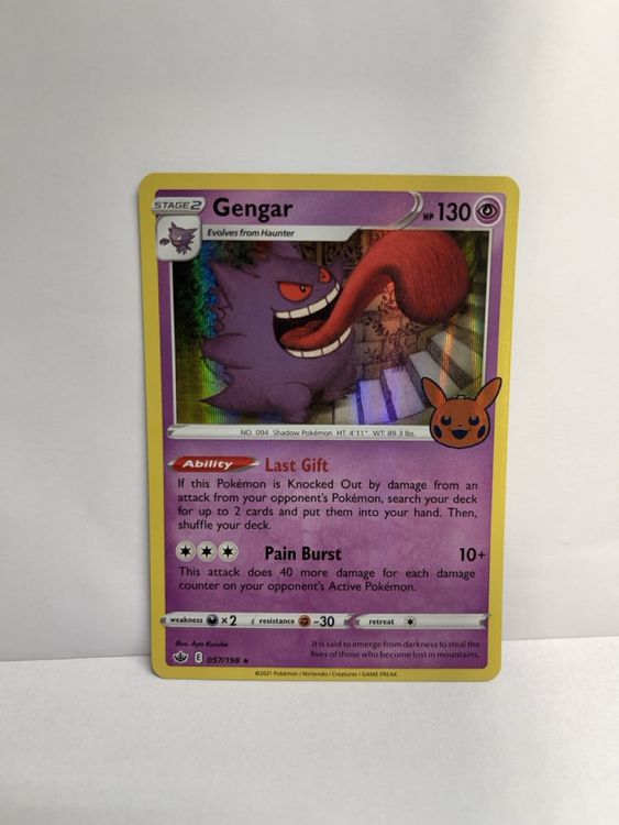 Carta Pokémon Gengar 057/198 – Holo Rara E Reverse Holo – Spada E Scudo: Regno Agghiacciante – Espansione Da Collezione - 2
