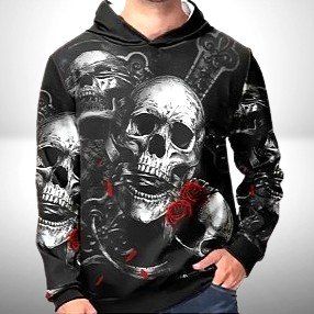 ☠️🖤 Lässiger Hoodie mit abstraktem Design, Gr. XXL🌟☠️