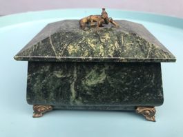 Art Deco antike Schmuckschatulle aus geschliffenem Marmor