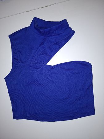 Haut asymétrique bleu électrique, taille S/M