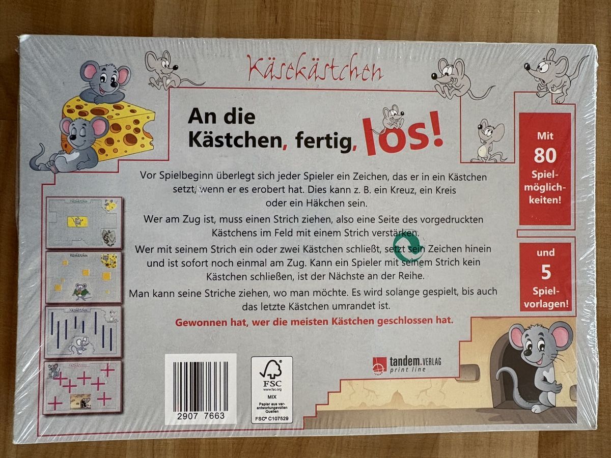 Giochi: Spiel Block Käsekästchen – Nuovo e nell'imballaggio originale da Rümlang venduto da SchumBru10 2