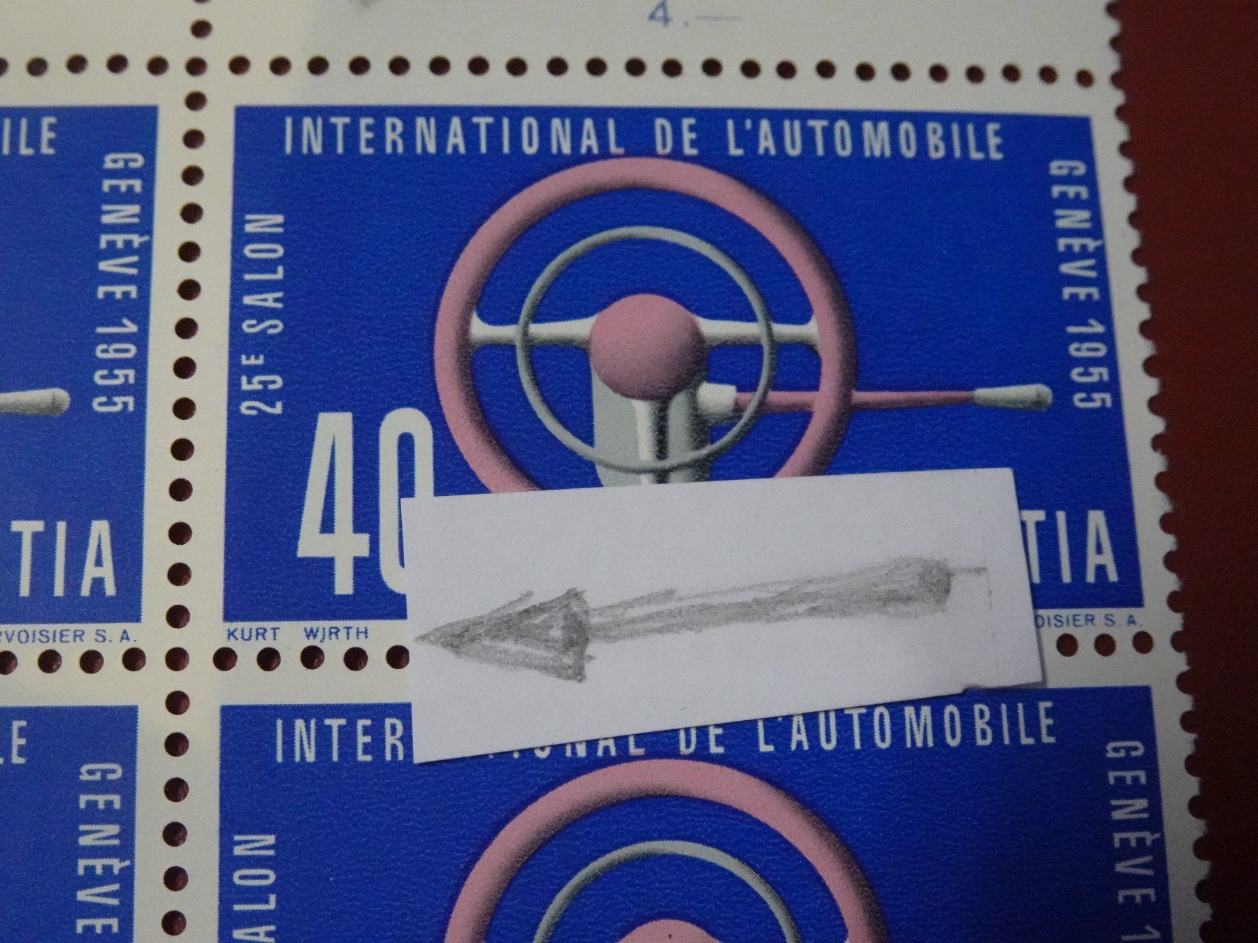 Tutti i francobolli: 1955 PLATTENFEHLER Nr. 323.202, KURT WIRTH, POSTFRISCH – Usato da Eschenbach SG venduto da eDaisy 2
