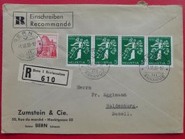 1939: Rollenmarken: LANDI Viererstreifen auf Brief, Rar!
