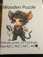 Wooden-Puzzle-Holzpuzzle-kleine Elfe-Familie 14x14cm