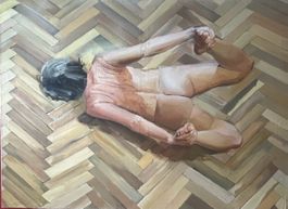 Öl Gemälde - Akt auf Parkettboden, Kunst, Original