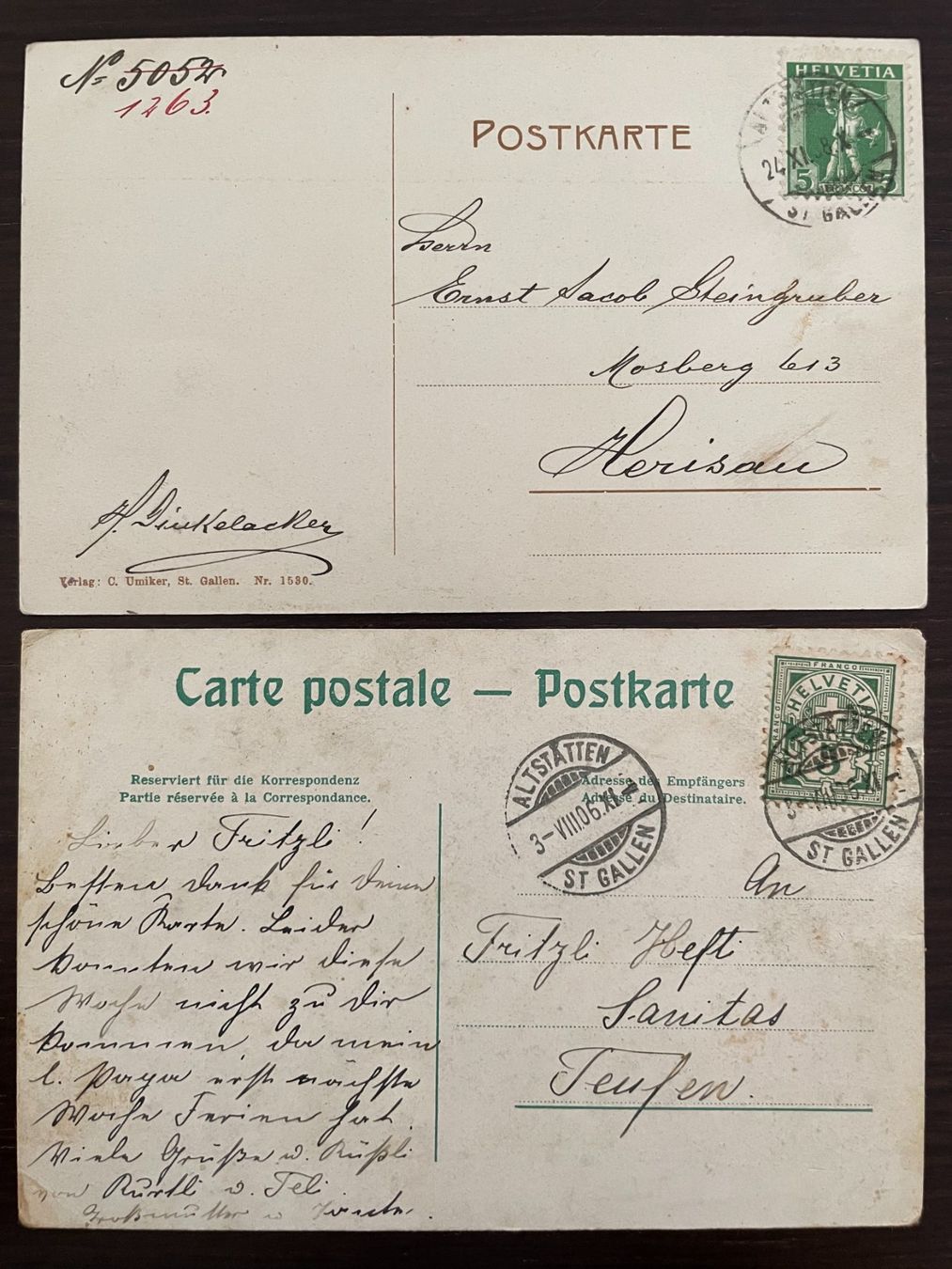 Cartoline postali: ALTSTÄTTEN (Rheintal) 8 kleinformatige Ansichtskarten – Usato da Wald ZH venduto da TLILEF 2