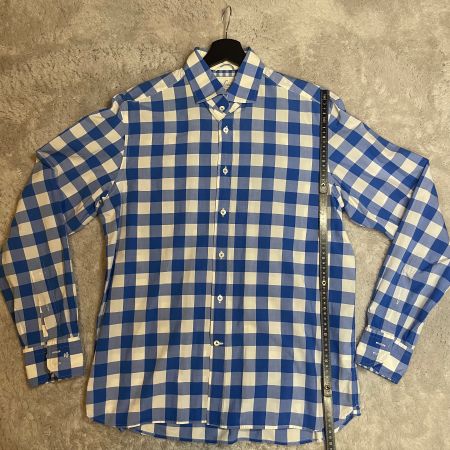 van Laack Sport Hemd L Blau Weiß Kariert Luxus Baumwolle