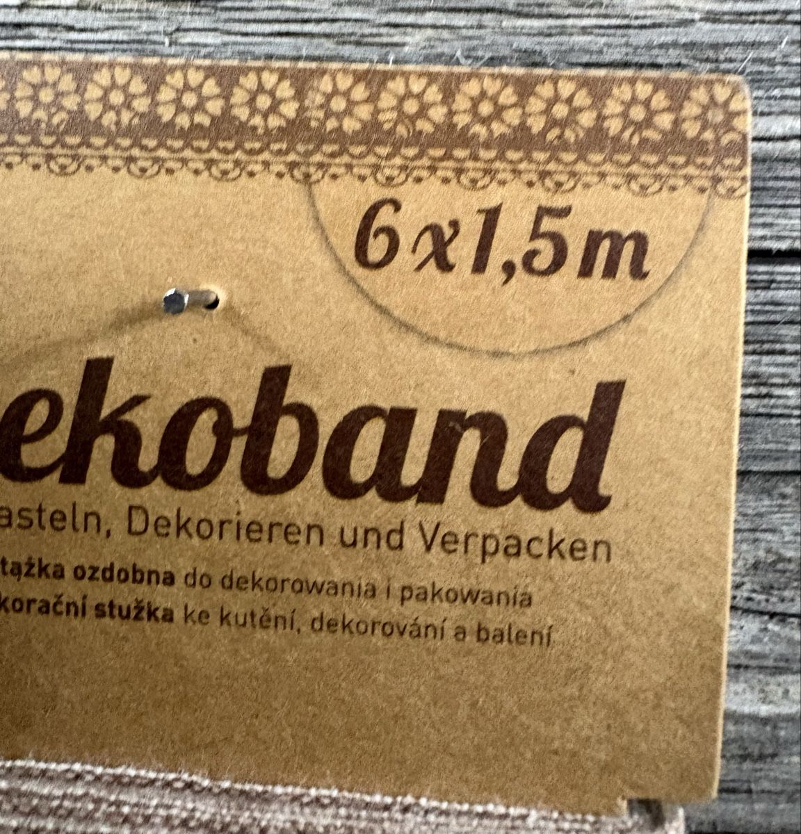 Tessuti: 6 x 1.5cm Dekoband beige/braun – Nuovo e nell'imballaggio originale da Kesswil venduto da Nicole220870 2