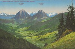 Alpthal SZ mit Panorama Mythen ca.1920 sehr gut erhalten