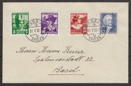 1934 : Pro Juventute Serie auf Brief