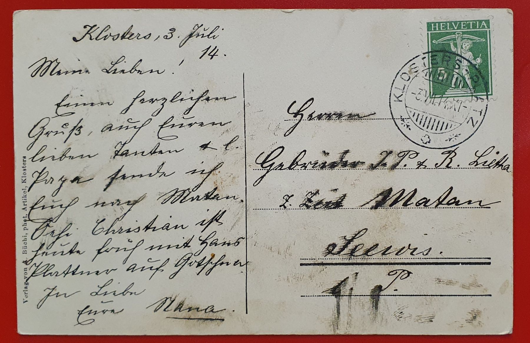 Ansichtskarten: Klosters 1914 - Alp Sardaska – Gebraucht aus Kreuzlingen von Rschweiz1 1