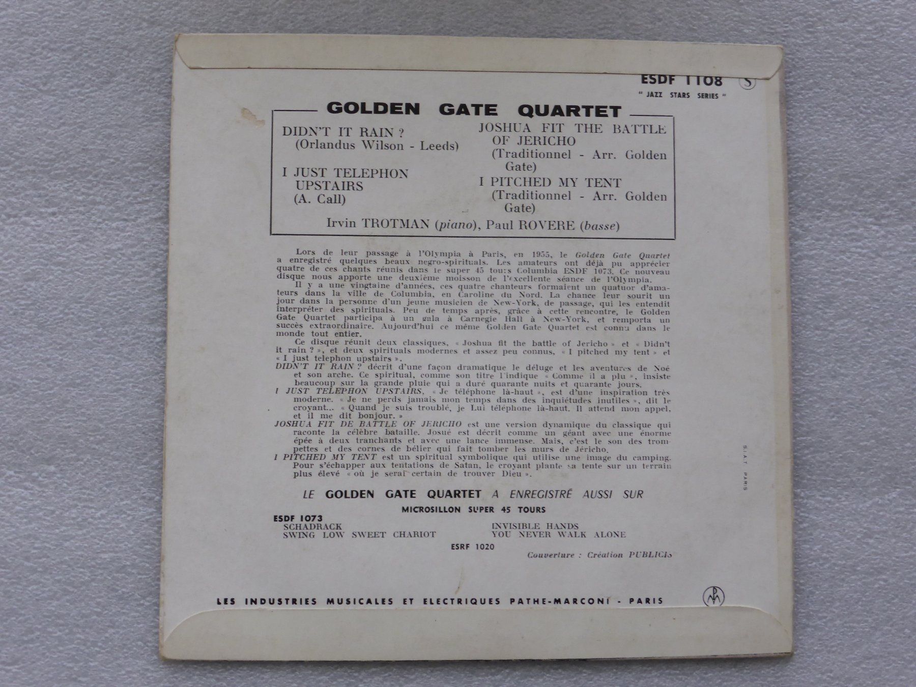 Schallplatten: Vinyl Single  EP  GOLDEN GATE QUARTET – Gebraucht aus Küssnacht am Rigi von Mondkinder 3