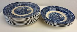14 WEDGWOOD Assiettes Blue FERRARA, 19 ème