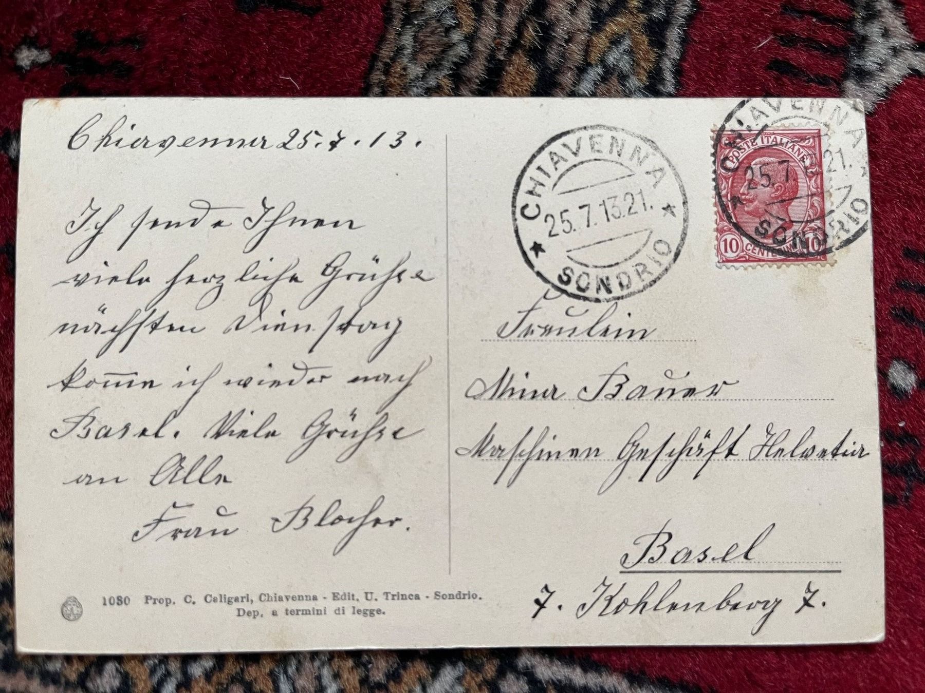 Cartes postales: Alte Ansichtskarte : Chiavenna 1913 – D'occasion à Stetten AG par Brissago25 1