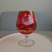 60er J. Italien/ Murano/ großes rotes dekoratives Stielglas