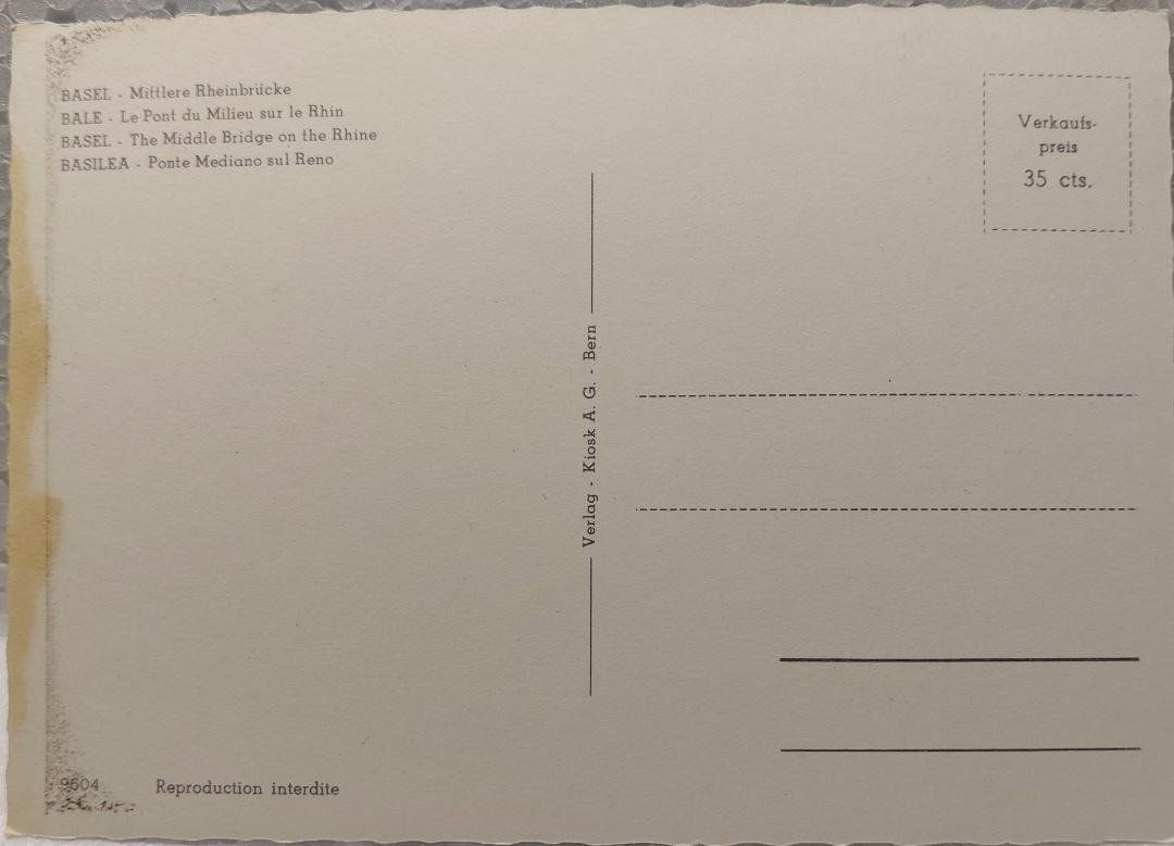 Cartoline postali: BASEL  -  Mittlere  Rheinbrücke – Usato da Delémont venduto da Domdom1 1