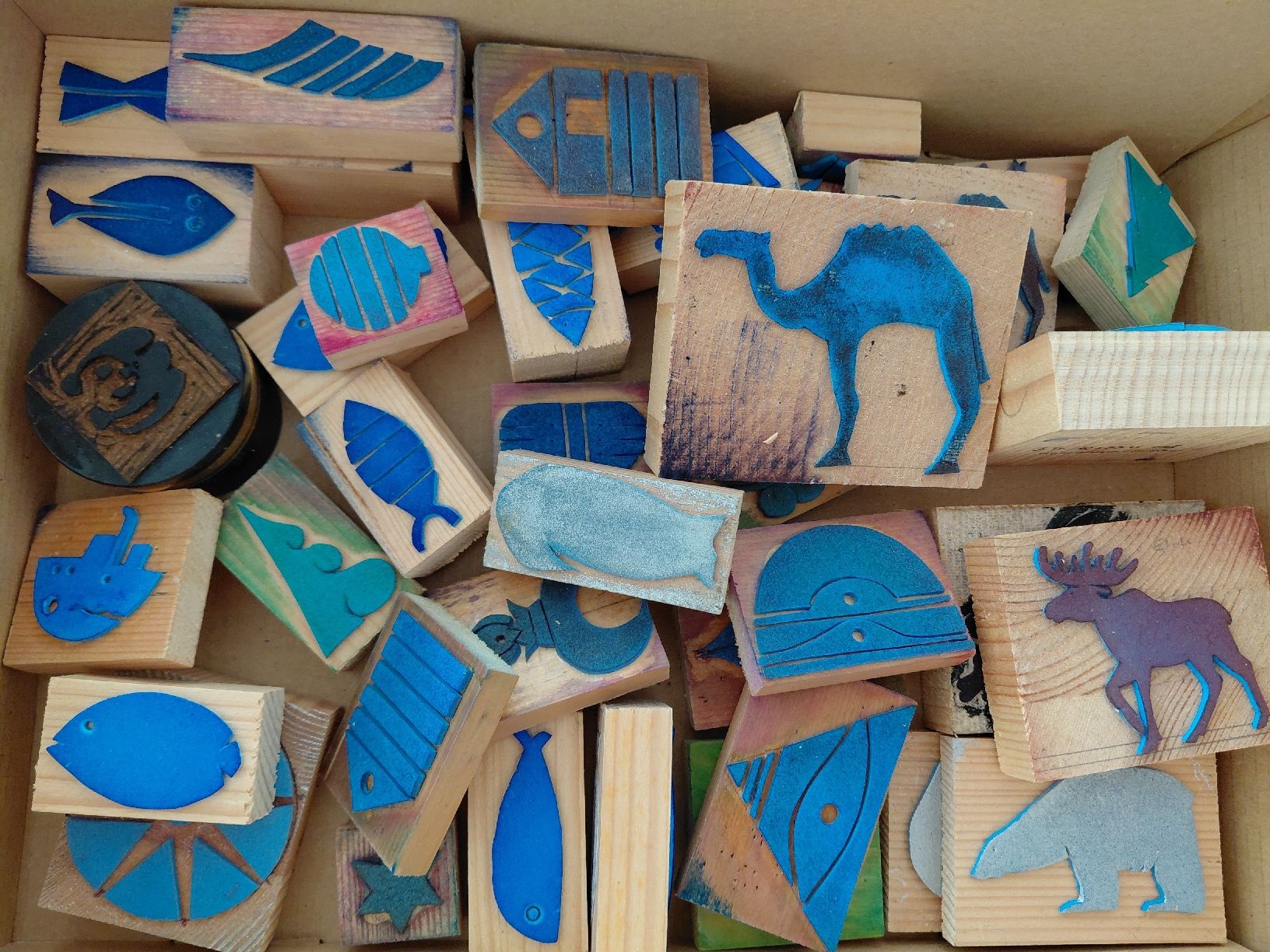 Stempel: Grosses Set mit Holzstempel & Stempelkissen / Farbe – Gebraucht aus Geuensee von sonnenstunden 1