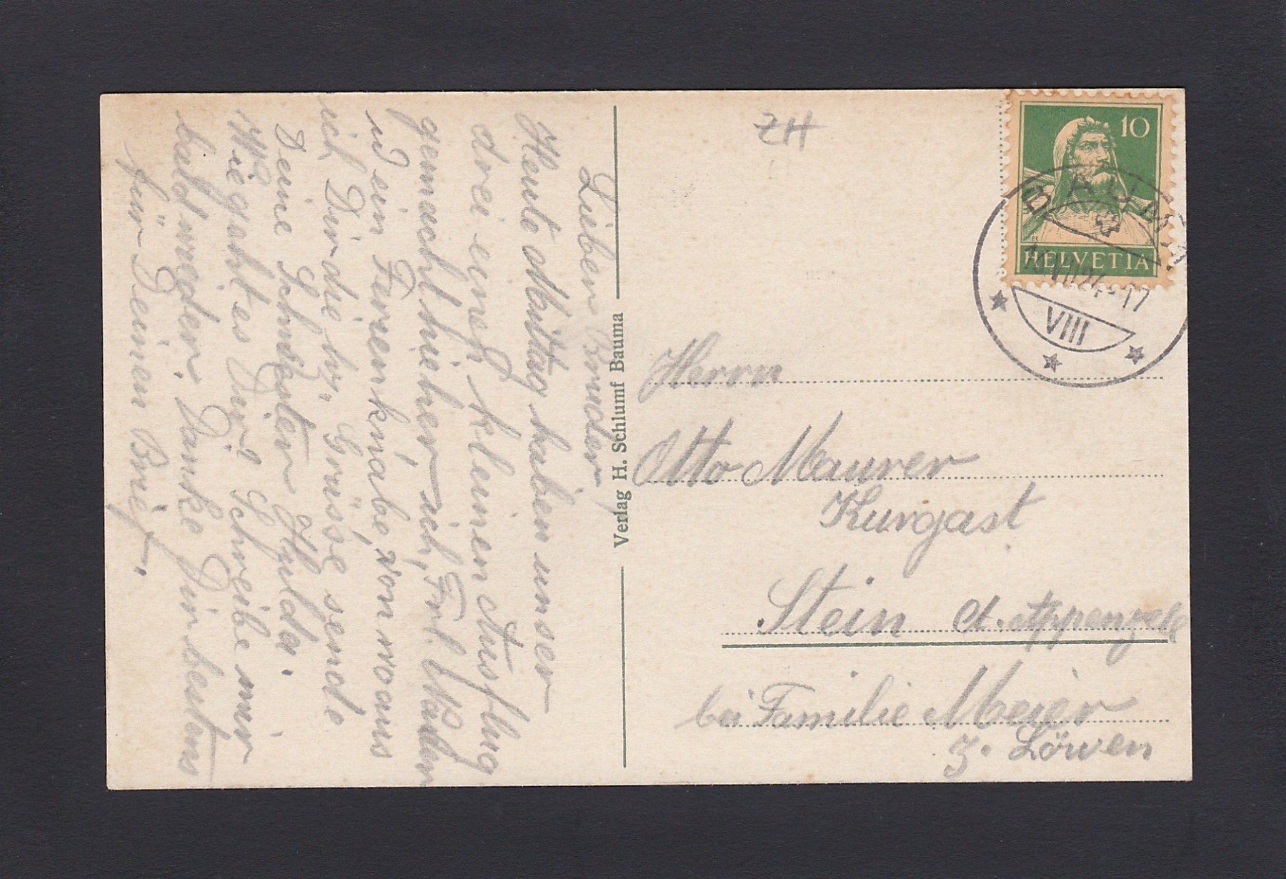 Cartoline postali: BAUMA, 1927 – Usato da Reiden venduto da cinfis 1