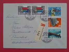 1957, Nr.328-331 sauberer portogerechter Satzbrief von BASEL