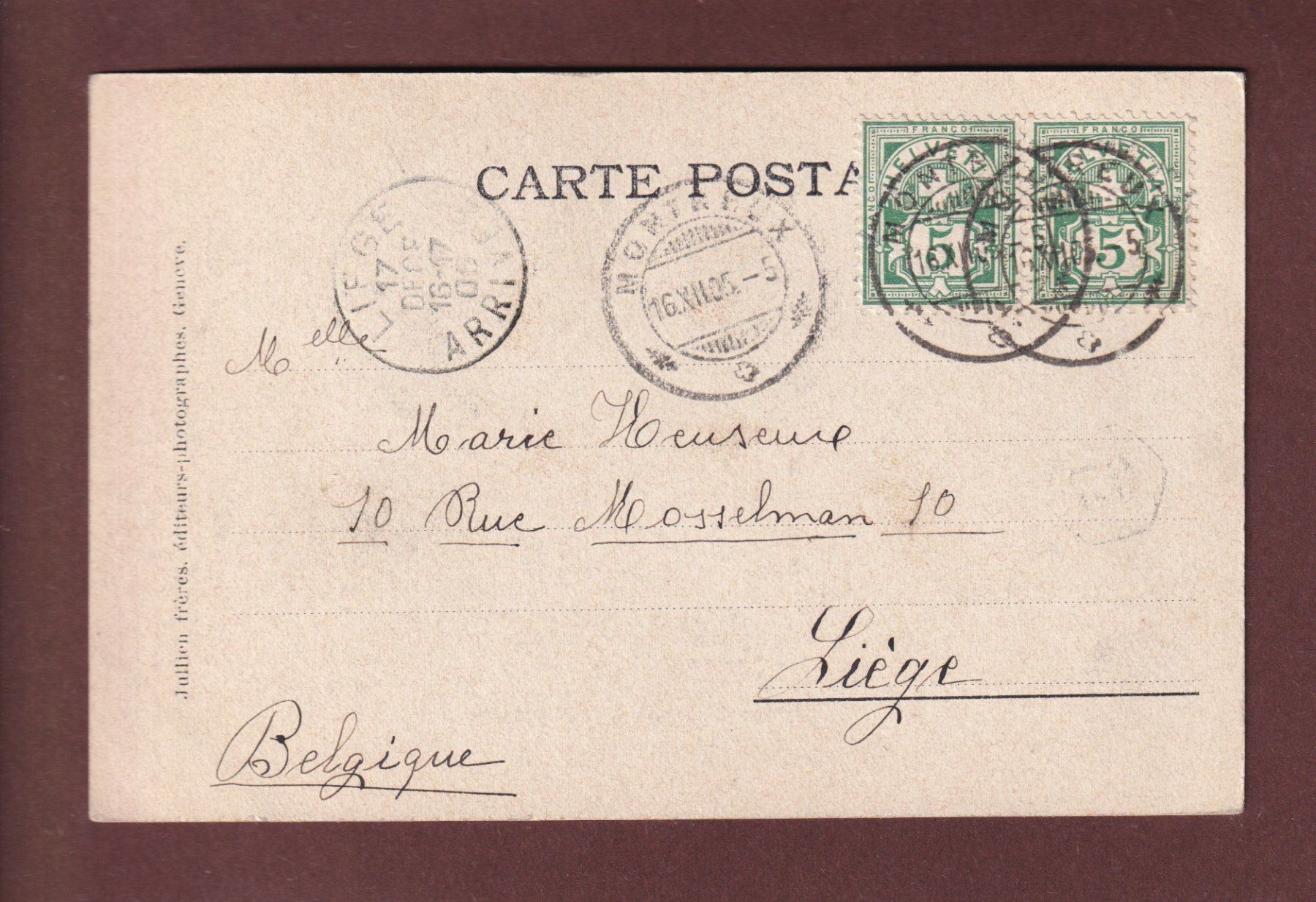 Cartes postales: MONTREUX - Institut des Essarts - 1905 – D'occasion à Pully par nicecards-shop 1
