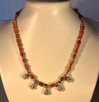 Collier ancien, corail véritable et argent, ethnique Inde