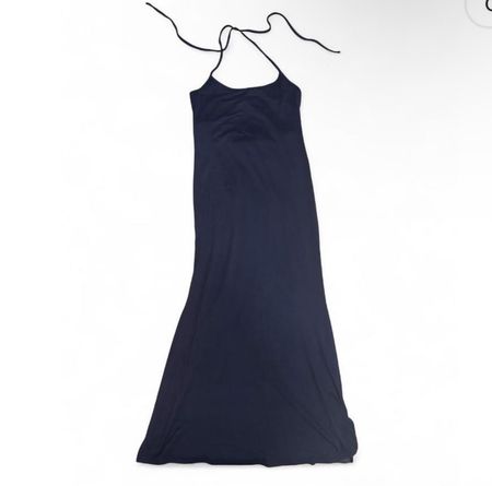 Langes Kleid dunkelblau Spaghettiträger Damen Grösse M