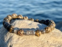 Leopard Jasper & Balinese Silver Bracelet for Him or Her…