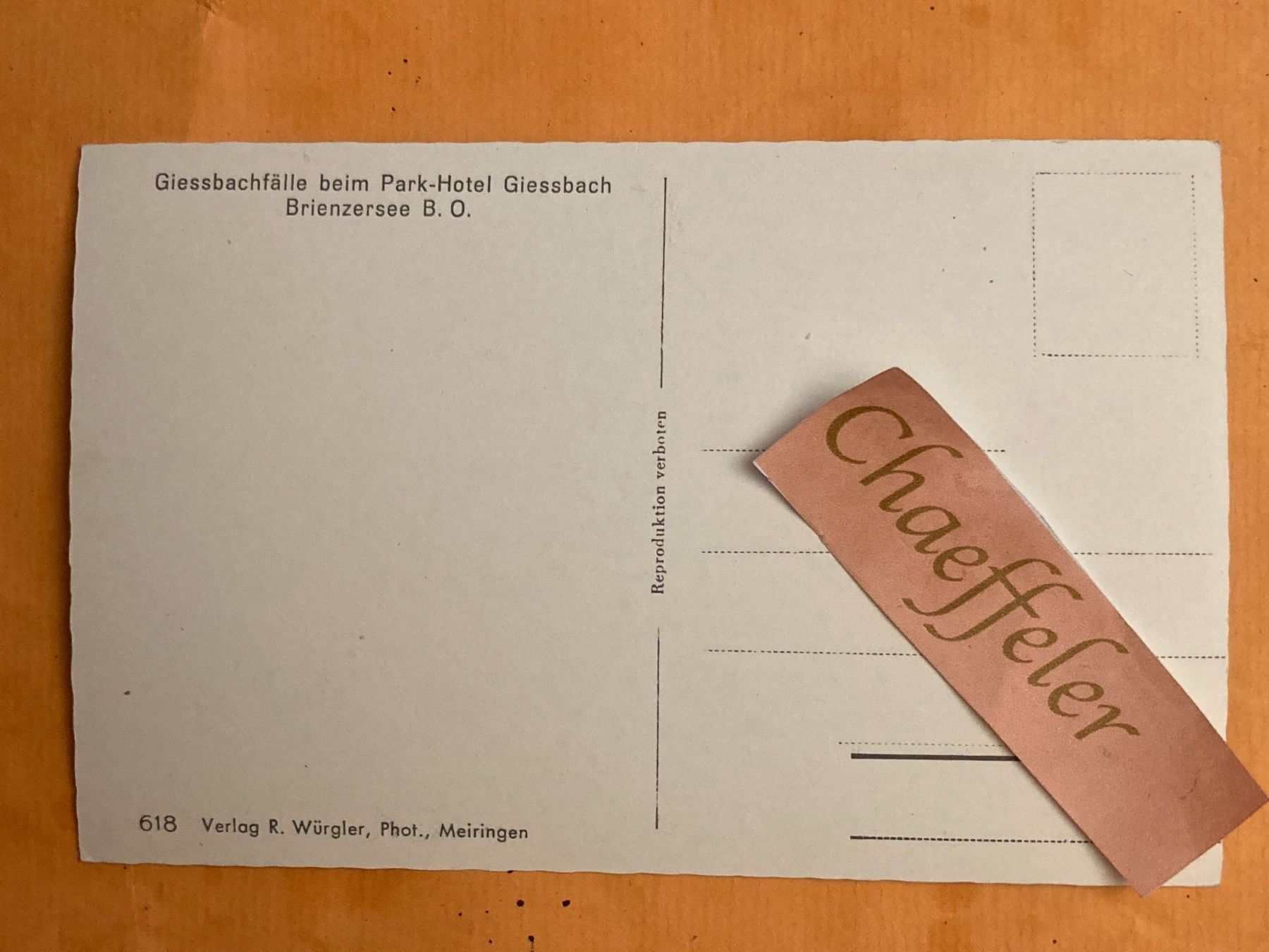 Cartoline postali: Giessbachfälle beim Park-Hotel Giessbach – Usato da Zürich venduto da Chaeffeler 1