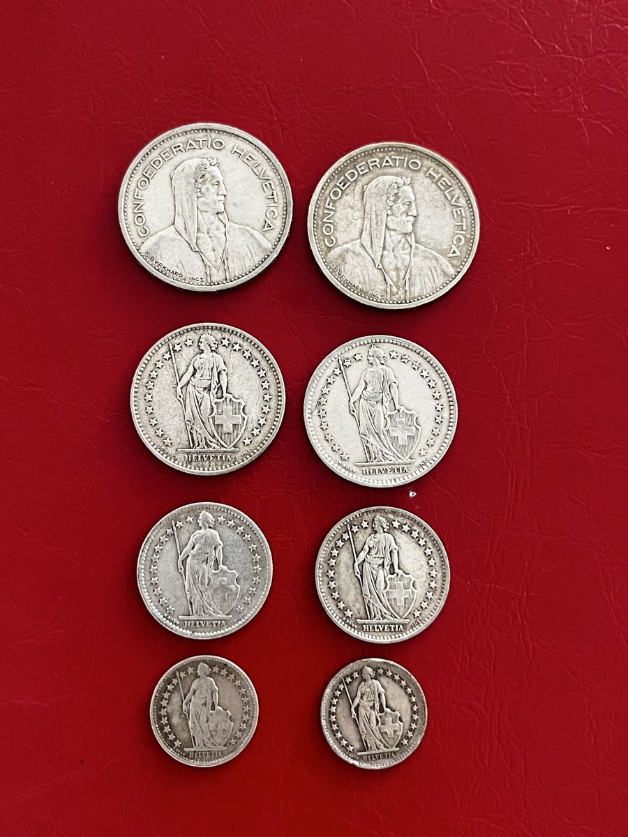 Tutti le monete: Silbergeld , Franken 5fr, 2fr , 1fr , 50rp – Usato da Rheineck venduto da UhrenReinhardt