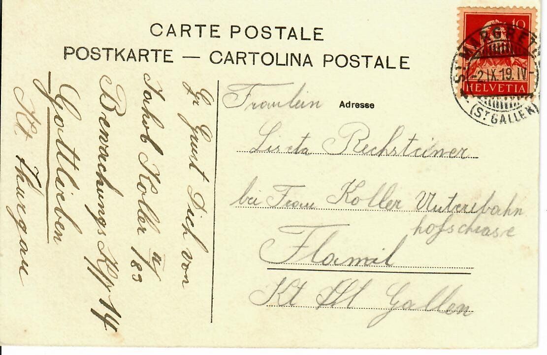 Cartoline postali: Walzenhausen 1919 – Usato da Hochdorf venduto da Ziegel-16 1
