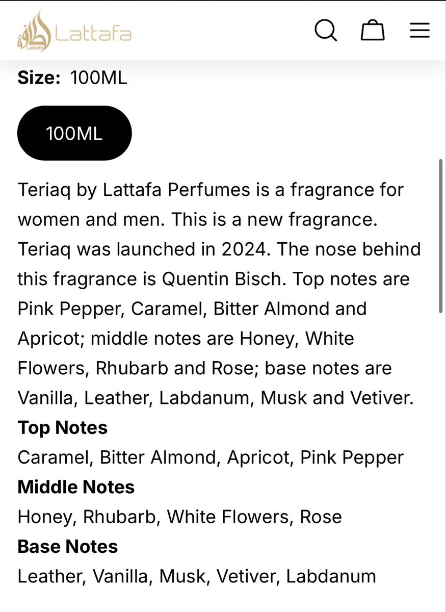 Lattafa Profumi & Eau de Toilette: Lattafa - Teriaq by Quentin Bisch - new and unopened – Nuovo e nell'imballaggio originale da Urdorf venduto da fre_8xmr 4
