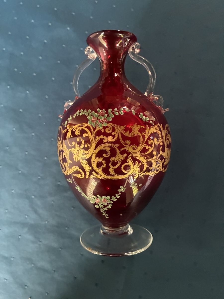 Murano Vasen & Gefässe: Antike, rubinrote Glasvase Murano – Gebraucht aus Dornach von Rosengarten 2