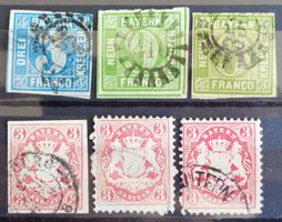 BAVIÈRE - BAYERN: 6 Gestempelte aus 1850–1870