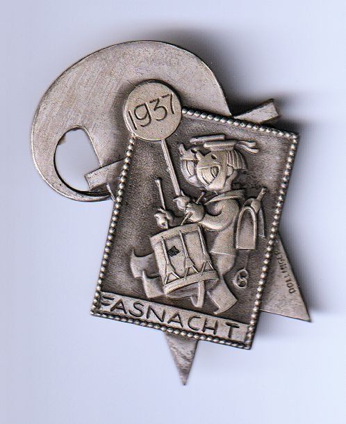 1937 Insigne badge militaire suisse en bronze signé Huguenin