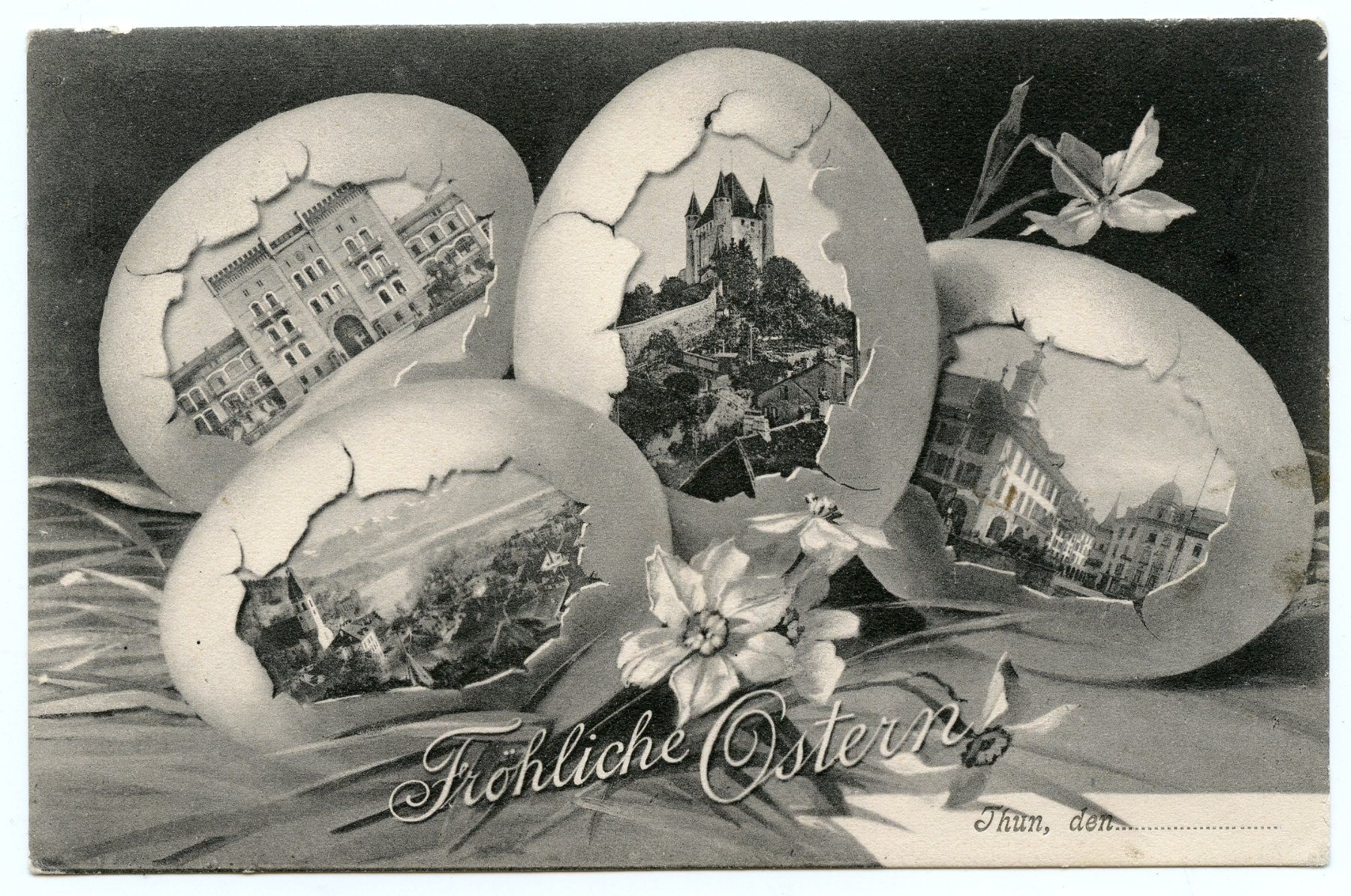 Cartoline postali: 1 Ansichtskarte von Thun - gelaufen – Usato da Steffisburg venduto da Charlamov
