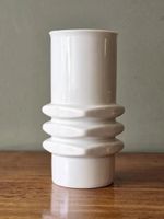 White Mid Century Porcelain Vase, Relief deco Germany 19.5cm