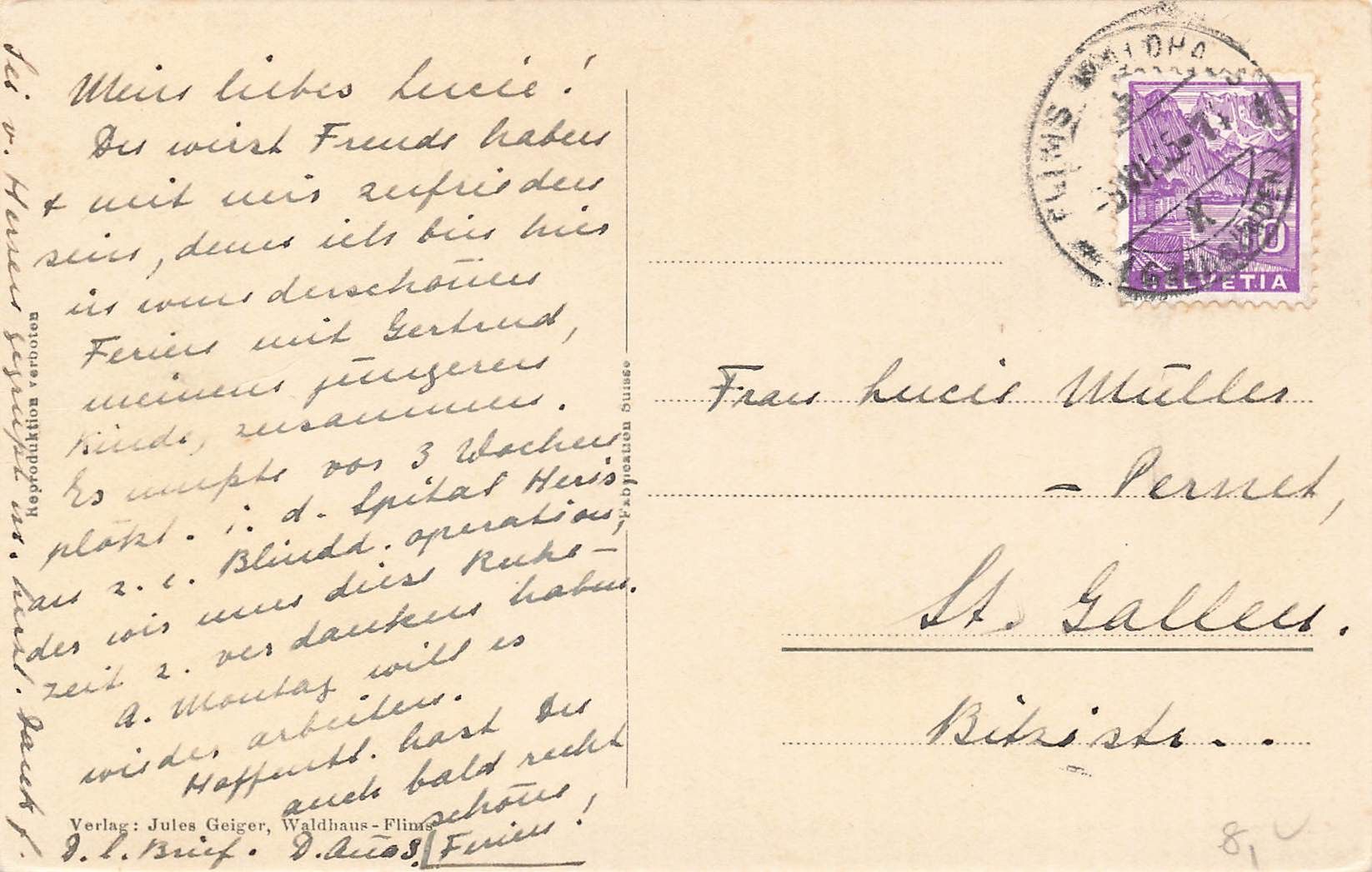 Cartoline postali: Flims (GR) Waldhaus Panorama – Usato da Biasca venduto da Blenio71 1