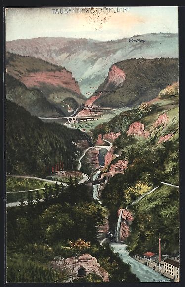 Cartoline postali: Bözingen, Taubenlochschlucht, Panorama  – Usato da Berlin venduto da bartko-reher