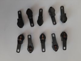 10 x YKK Zipper/Schieber Nr. 25 für Reissverschluss grau