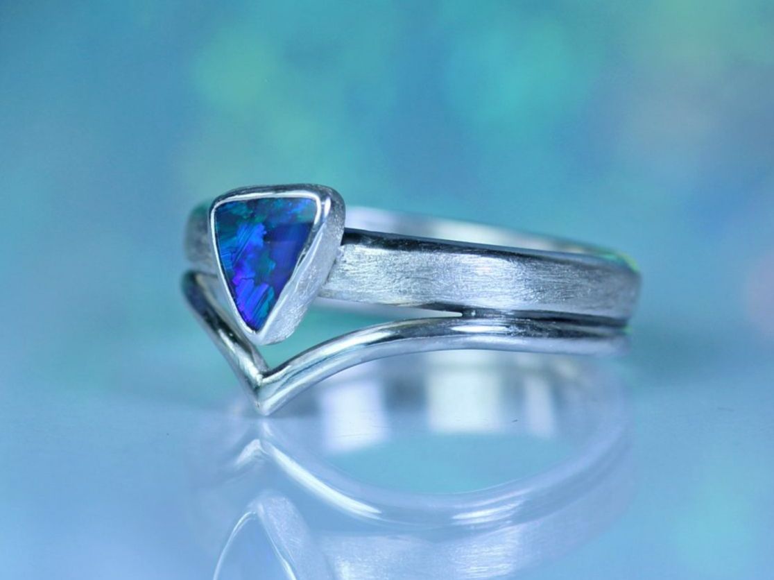 Anelli: LUNA SERENA Boho Silberring mit australischem Opal · EU 58 – Nuovo e nell'imballaggio originale da Bern venduto da OSONO.Design 4