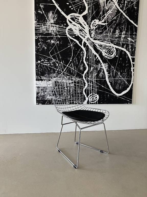 Sedie: Designer Wire Chair mit Echtlederkissen – Nuovo e nell'imballaggio originale da Münchenstein venduto da AndreHaus 2