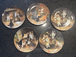 Collection d’assiettes de chats peints par Wolfgang Kaiser