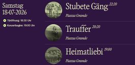 2 Tickets für Trauffer / Stubete Gäng / Heimatliebi