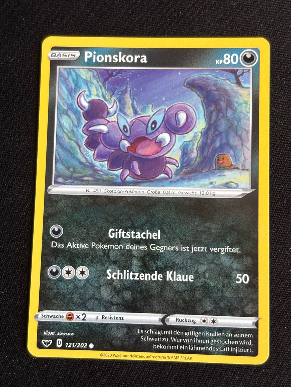 Pokémon Sammelbilder & Trading cards: Pokemon Pionskora - Sword-Shield 121/202 - Deutsch – Gebraucht aus Bern von Big_GS