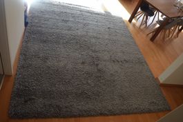 Shaggy-Teppich Grau/Weiss