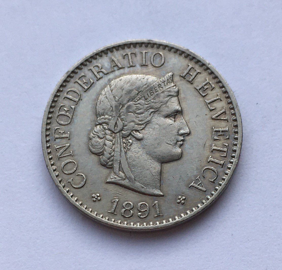 Tutti le monete: 1891 5 Rappen vz+ – Usato da Kirchberg SG venduto da Helveticus00