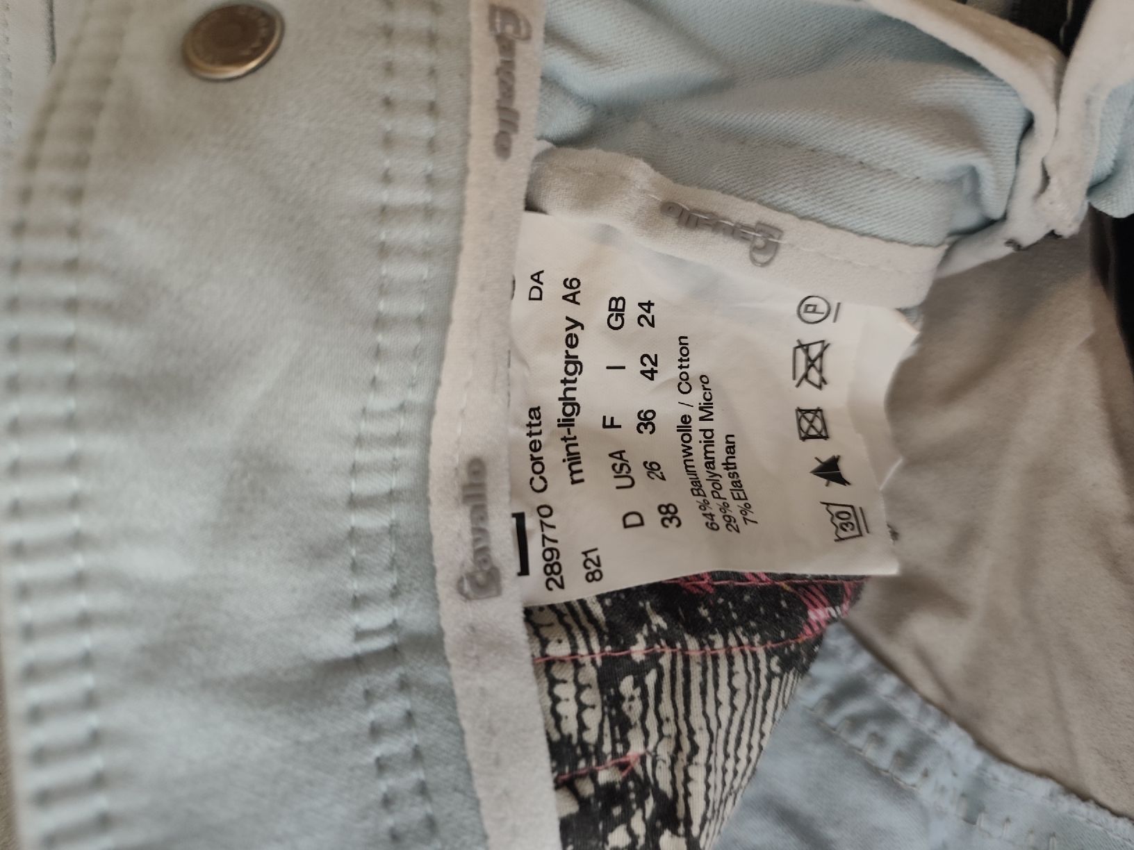Pantaloni: Cavallo Sommer-Reithose Coretta mint-lightgrey, Gr. 38 – Usato da Muri b. Bern venduto da Vuissens 1