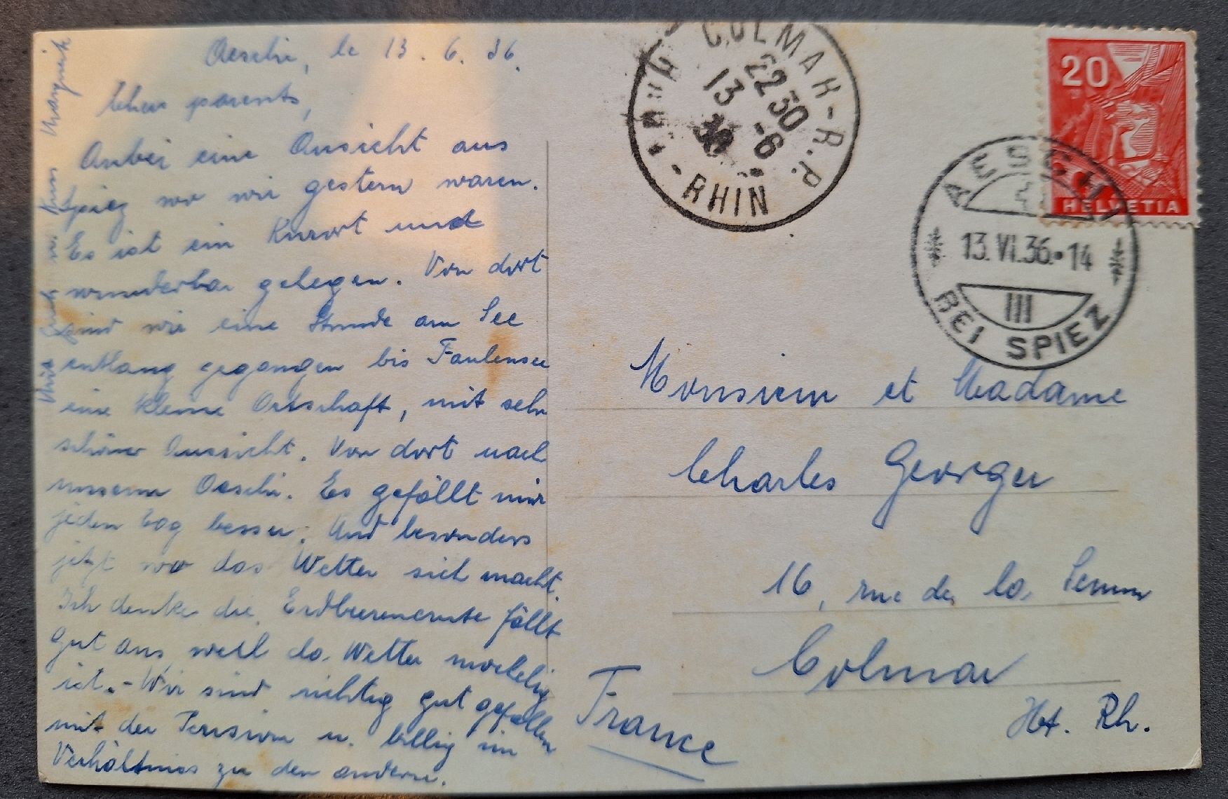 Cartoline postali: Spiez am Thunersee – Usato da Balgach venduto da SIMEON27 1