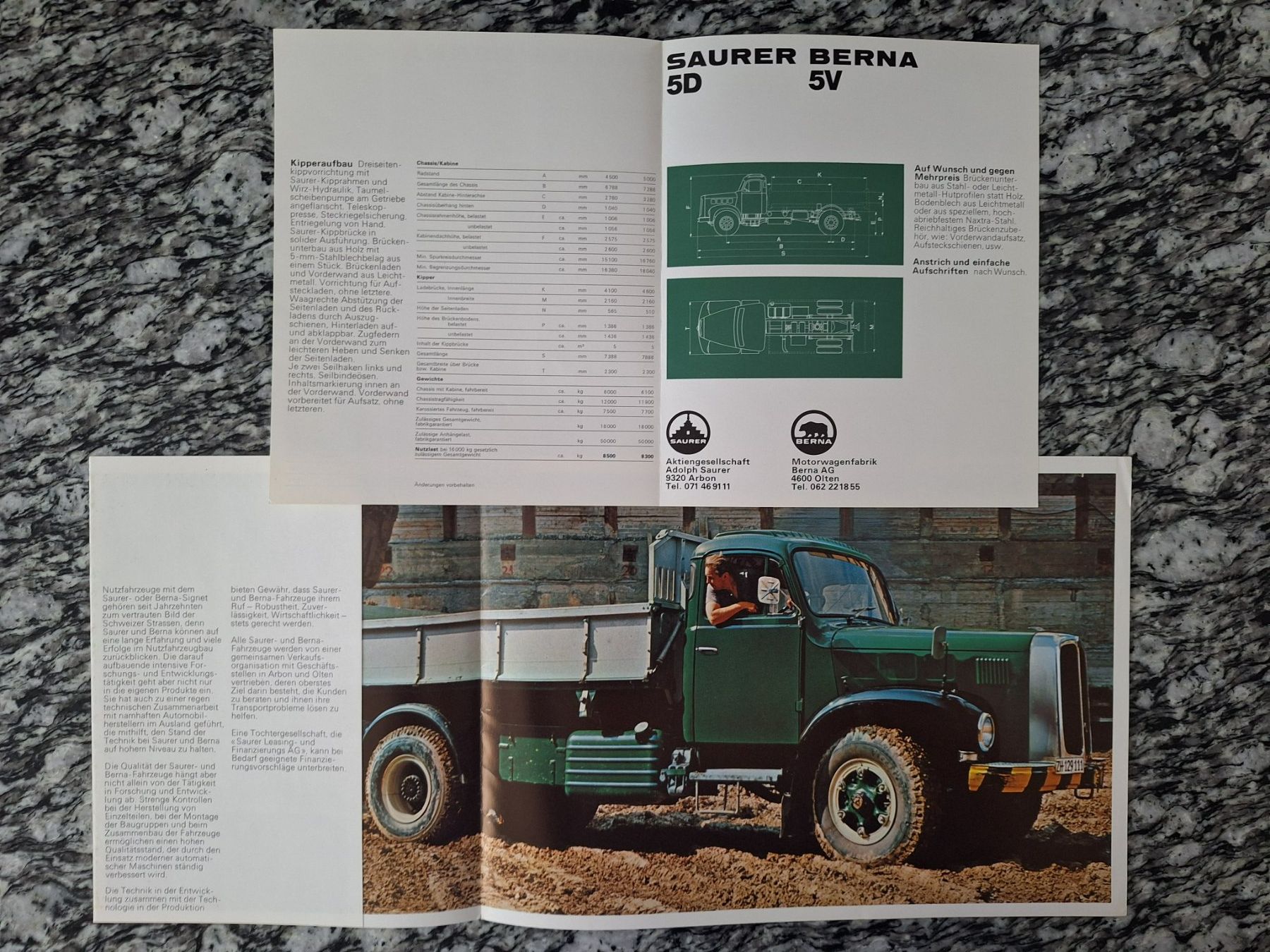 Saurer Documents: Faltprospekt Saurer / Berna 5D / 5V – D'occasion à Lohn-Ammannsegg par Beo71 1