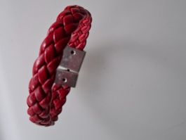 geflochtenes Armband Leder rot